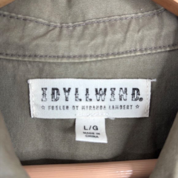 Idyllwind Army Green Jacket L Patches RARE Military Miranda Lambert Western Rock - Picture 4 of 15